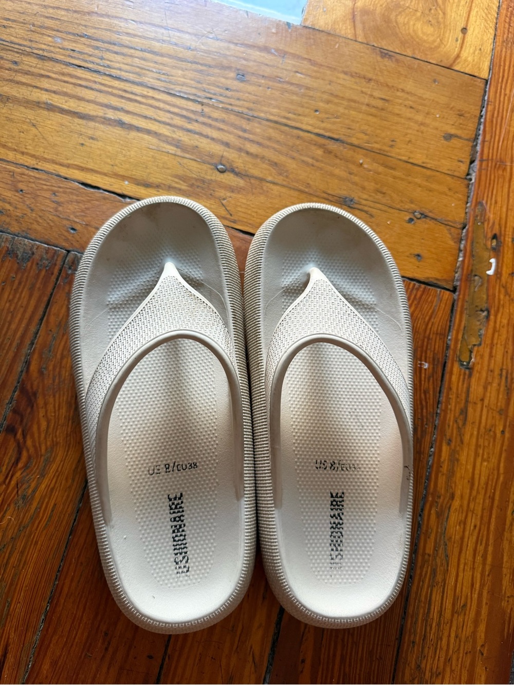 Women’s Neutral Foam Thong Sandals - Lightweight Beige Slides